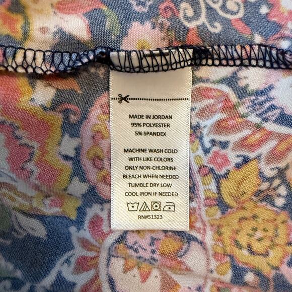 CeCe Womens Paisley Print Top Shirred Sleeve Navy Blue Medium - Picture 6 of 6